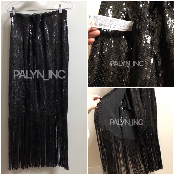 ❤️NWT ZARA SEQUIN SKIRT FRINGED ELASTIC WAIST - Picture 5 of 8